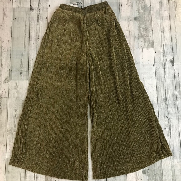 Endless Rose Wide Leg Metallic Gold Pants - Picture 6 of 6